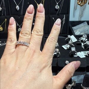 Diamond-Cut Silver Eternity Ring in White - Unbranded